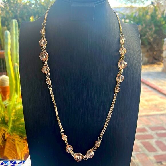 Charming Golden Bead & Chain Necklace - Picture 1 of 7
